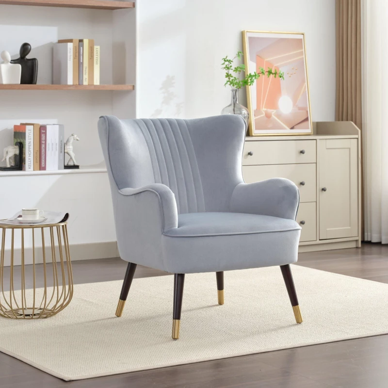 Image of Artemis Home Madison Velvet Fabric Accent Chair in Light Blue Light Blue Unisex