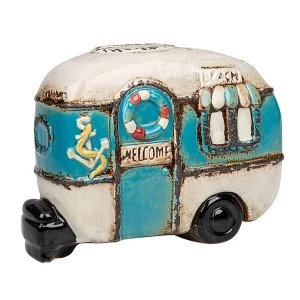 Image of Village Pottery Caravan Money Box Blue