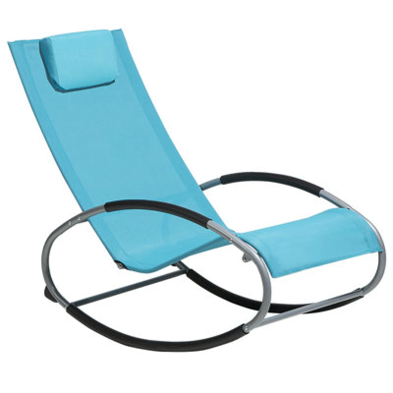 Image of Beliani Rocking Sun Lounger Campo Metal Turquoise
