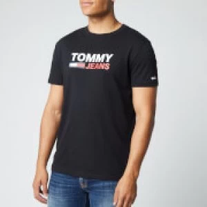 Image of Tommy Jeans Mens Corporate Logo T-Shirt - Black - XL