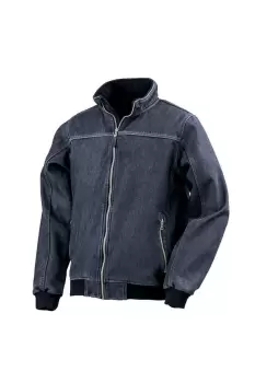 Image of Stone Wash Denim Bomber Jacket