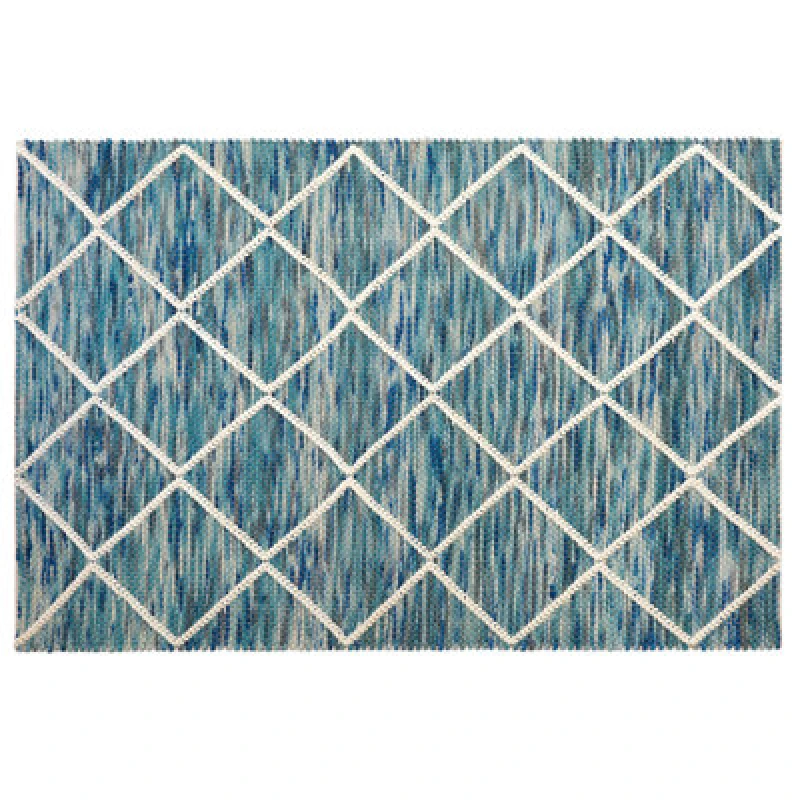 Image of Beliani Rug Belenli Blue 140 X 200 Cm Wool