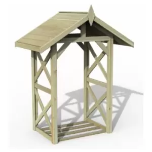 Image of Wooden Apex Wall Logstore Medium 1.3 x 0.9m Slatted Floor Pressure Treated - Natural Timber