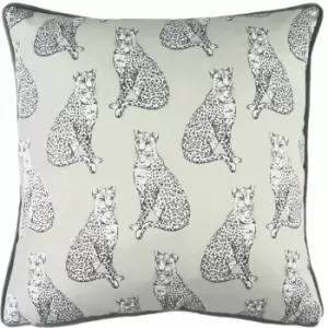 Image of Evans Lichfield - Safari Leopard Multi Watercolour Print Piped Cushion Cover, White, 43 x 43 Cm