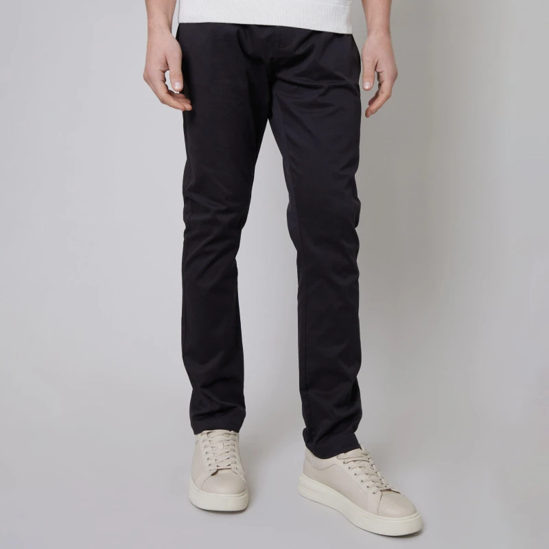 Image of Threadbare 'Ego' Cotton Slim Fit 5 Pocket Chino Trousers With Stretch Black