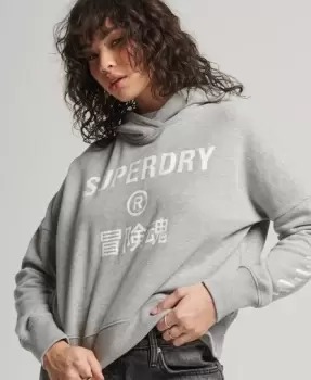 Image of Superdry Womens Sport Crop Box Hoodie Grey / Grey Marl - Size: 6