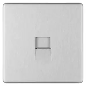 Image of Bg Brushed Steel 1 Gang Telephone Socket Master Screw Type - Screwless Flatplate - 286914