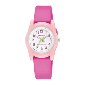 Image of Lorus R2389MX9 Chidrens Analogue Watch - Bright Pink with White Dial