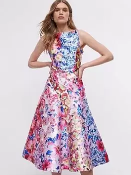 Image of COAST Wrap Skirt Twill Midi Dress - Pink, Size 12, Women