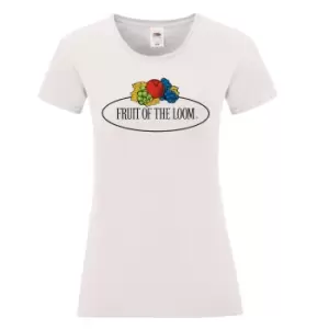 Image of Fruit of the Loom Womens/Ladies Vintage Big Logo Fitted T-Shirt (XS) (White)
