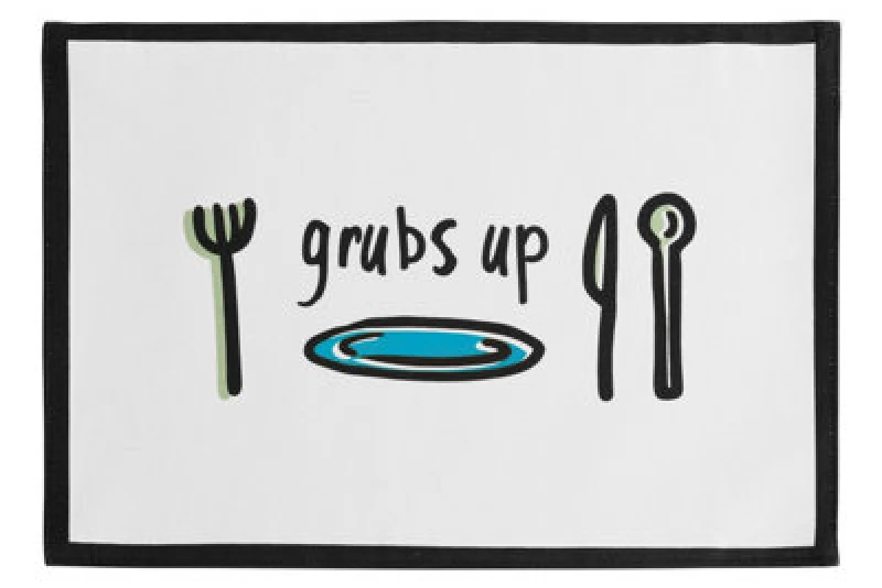 Image of Premier Housewares Stylish Set Of Four Doodle Grubs Up Placemats, Practical Placemats Set Of 4, Cotton Placemats For Table Multi