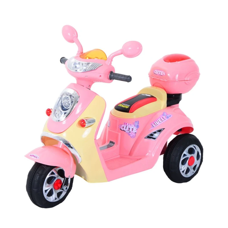 Image of HOMCOM Electric Ride on Toy Car Kids Motorbike Children Battery Tricycle Pink