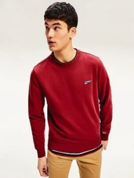 Image of Tommy Jeans Washed Corp Logo Sweatshirt - Red