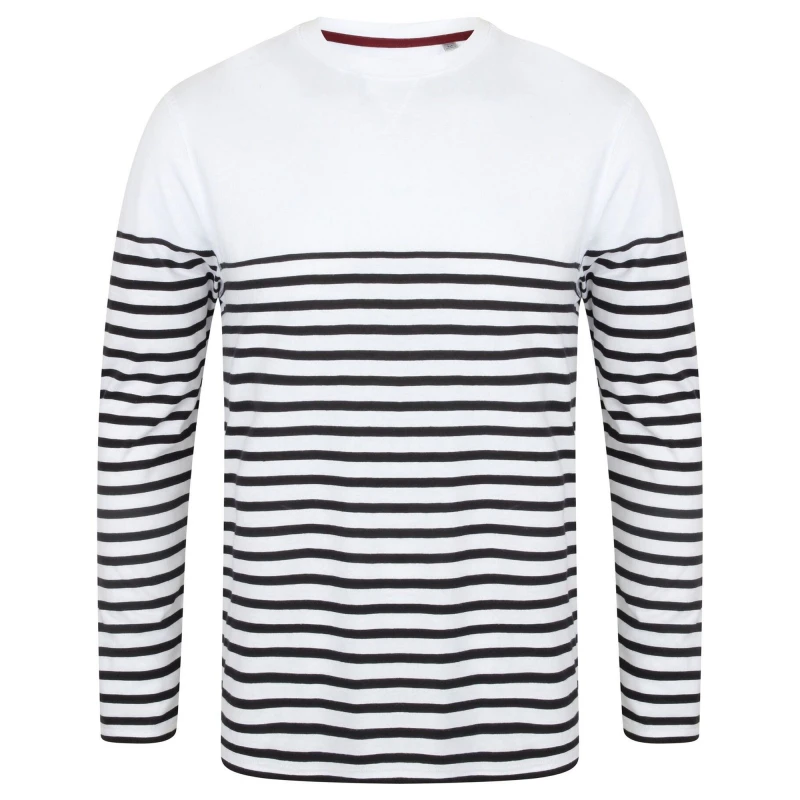 Image of Front Row Mens Long Sleeve Breton Stripe T-Shirt in Off-White Size: XS Off-White Male XS