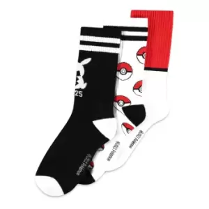Image of Pokemon Iconic Logos Sport Socks, 3 Pack, Unisex, 39/42,...