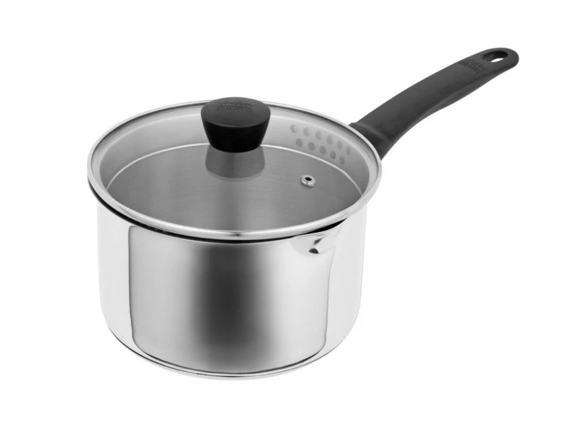 Image of Kuhn Rikon Classic Plus Stainless Steel Induction Safe Saucepan with Draining Lid, 18cm/2.7L in Silver Silver Unisex