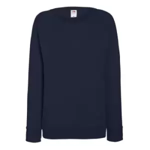 Image of Fruit OF The Loom Ladies Fitted Lightweight Raglan Sweatshirt (240 GSM) (M) (Deep Navy)