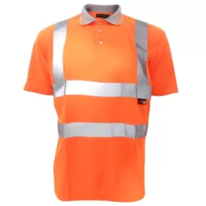 Image of Warrior Mens Daytona Hi-Vis Short Sleeve Polo Shirt (M) (Fluorescent Orange)