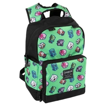 Image of Minecraft 17 Mini Mobs Cluster Backpack - Green/Black
