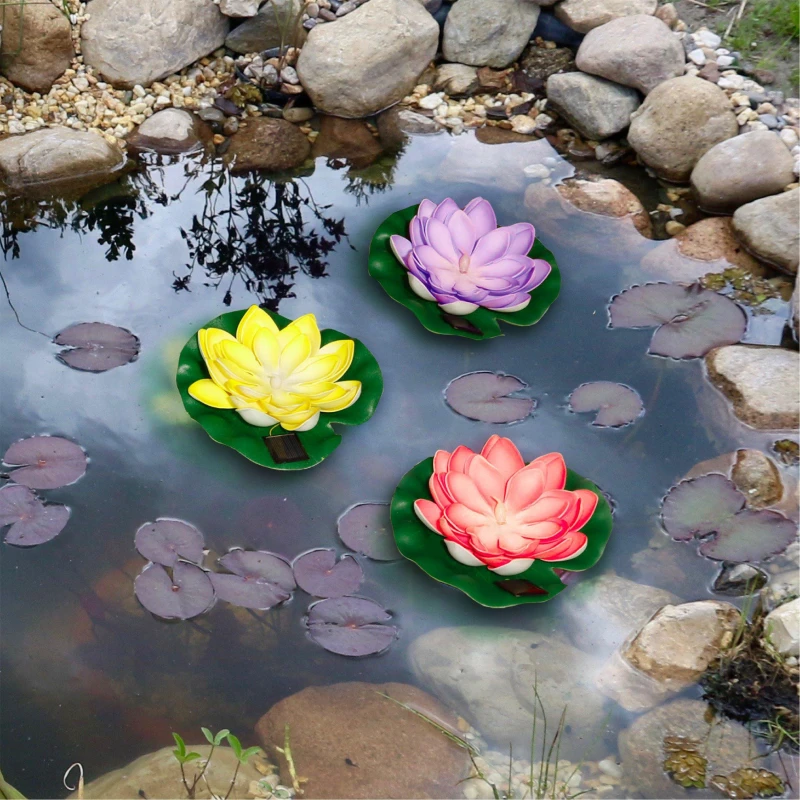 Image of Streetwize Pack of 3 Solar Floating Lotus Light Multi unisex Pack of 3