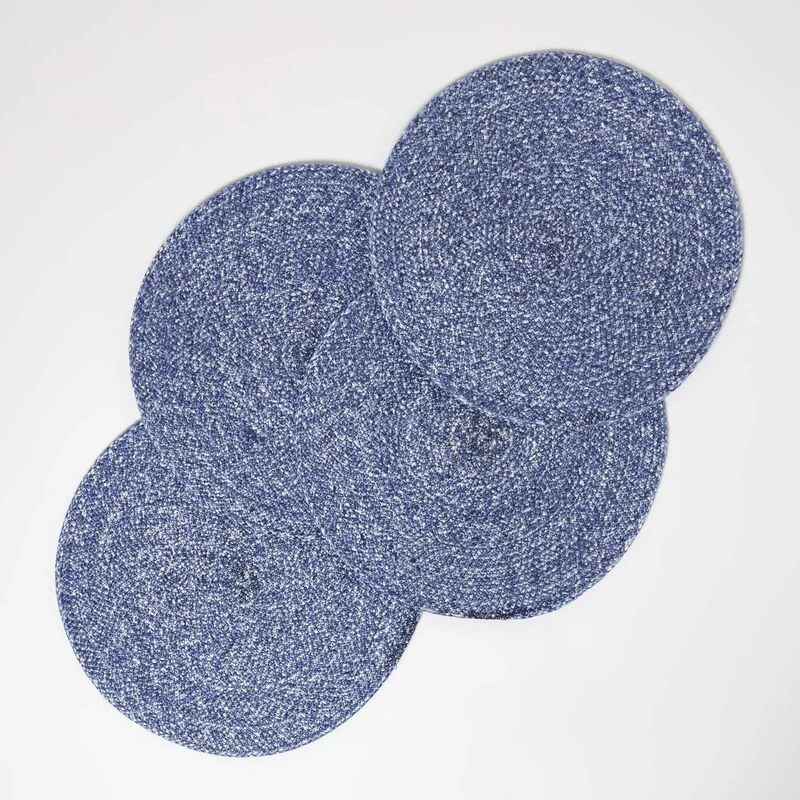 Image of Homescapes Handwoven Round Placemats Set of 4 Blue