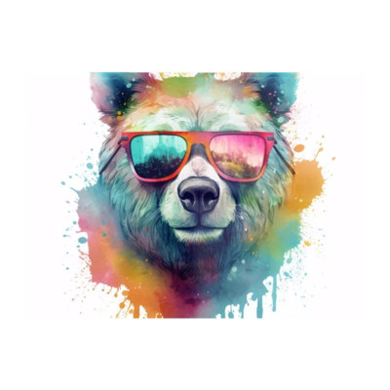 Image of Warren Reed Designer Splashart Colourful Bear In Glasses Chopping Board