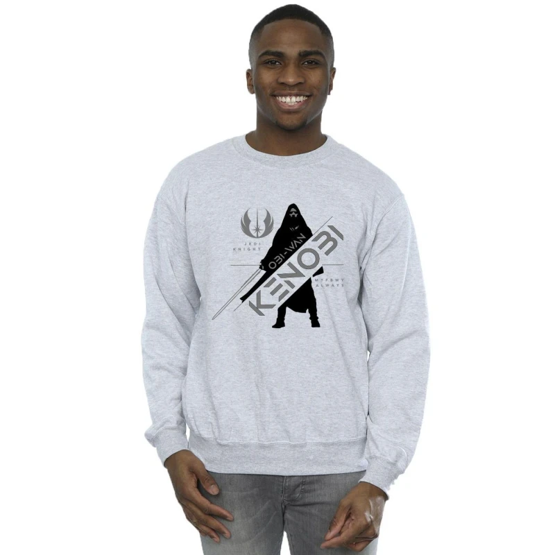 Image of Star Wars Star Wars Men Obi-Wan Kenobi Jedi Knight Sweatshirt in Grey Size: Small Grey S Male 5059934429994