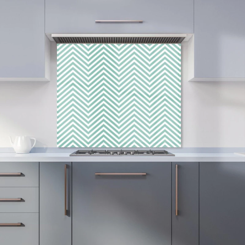 Image of Warren Reed - Designer Geometric Chevron Pattern Kitchen Splashback in Green Size: 600mm x 600mm Green Unisex 600mm x 600mm