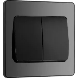 Image of BG Evolve Chrome ( Ins) Double Light Switch, 20A 16Ax, 2 Way, Wide Rocker in Black Steel