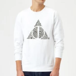 Image of Harry Potter Deathly Hallows Text Sweatshirt - White - M