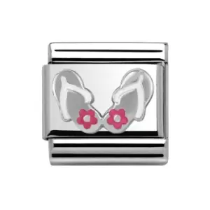 Image of Nomination Classic Silver Pink Flip Flop Charm