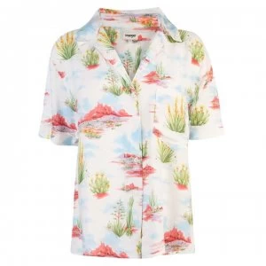 Image of Wrangler Cuban Short Sleeve Shirt - White Print