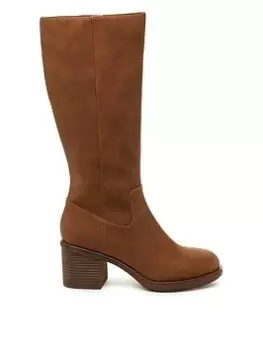 Image of Rocket Dog Rocket Dog Stanley Block Heel Knee Boots - Cognac, Red, Size 5, Women