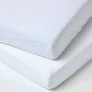 Image of White Linen Fitted Cot Sheet 60 x 120 cm, Pack of 2 - White - Homescapes