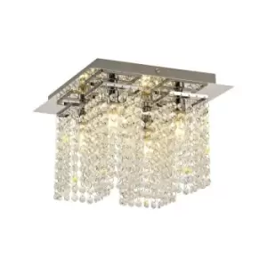 Image of Luminosa Lighting - Semi Flush Ceiling Light, 4 x G9, IP44, Polished Chrome, Crystal
