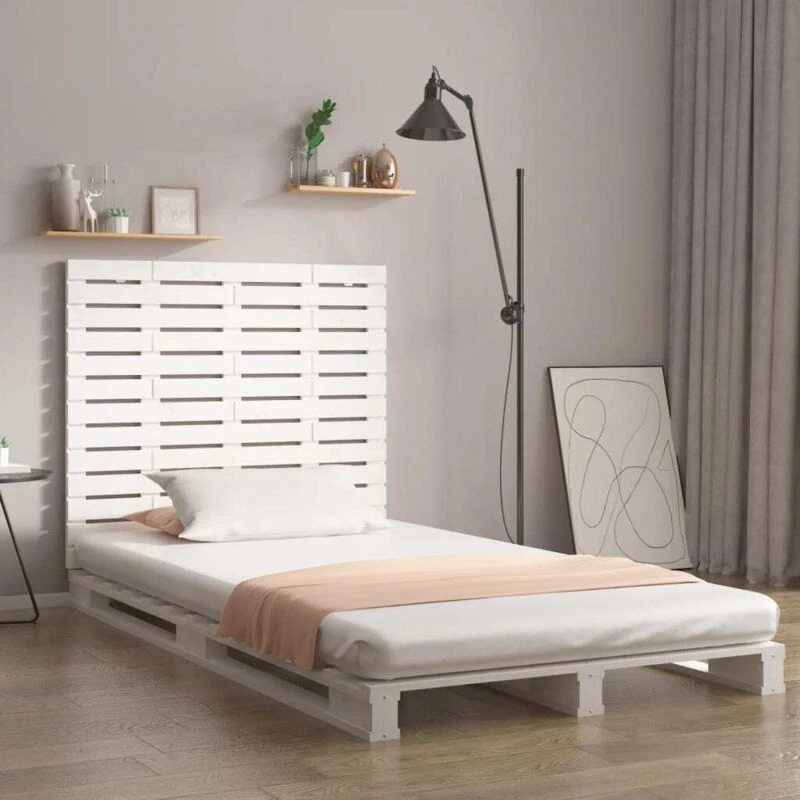 Image of Vidaxl Wall Headboard White 146X3X91.5cm Solid Wood Pine, White 824684