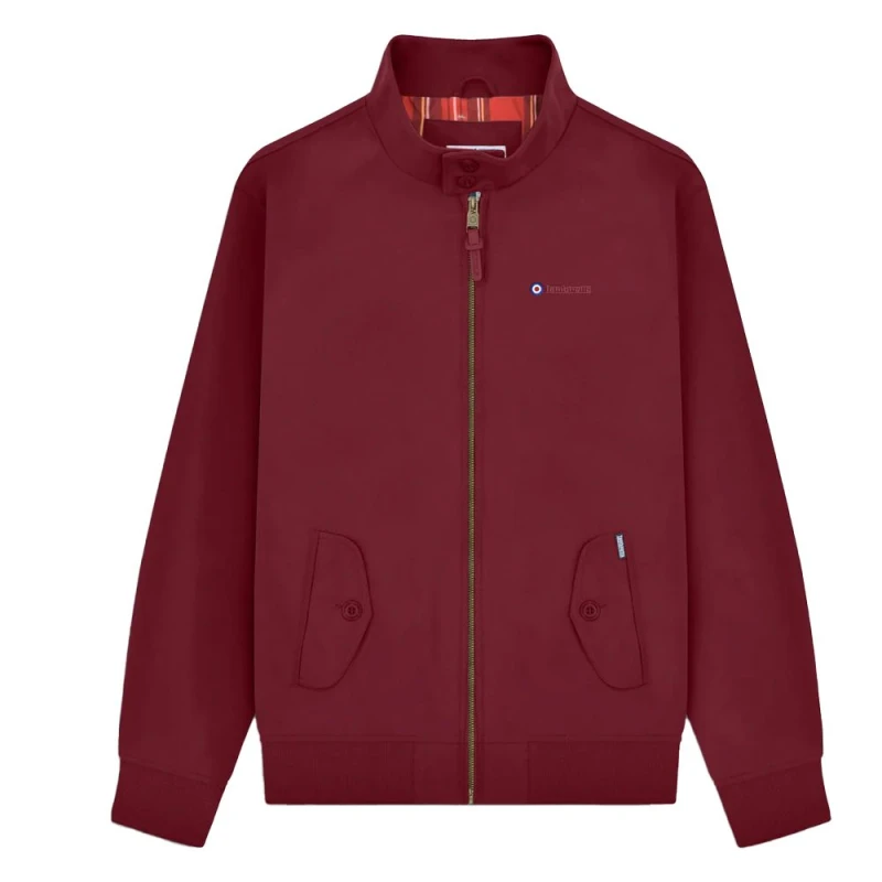 Image of Lambretta Lambretta Men Shower Resistant Harrington Jacket in Burgundy Size: Small Burgundy S Male 5063703657938