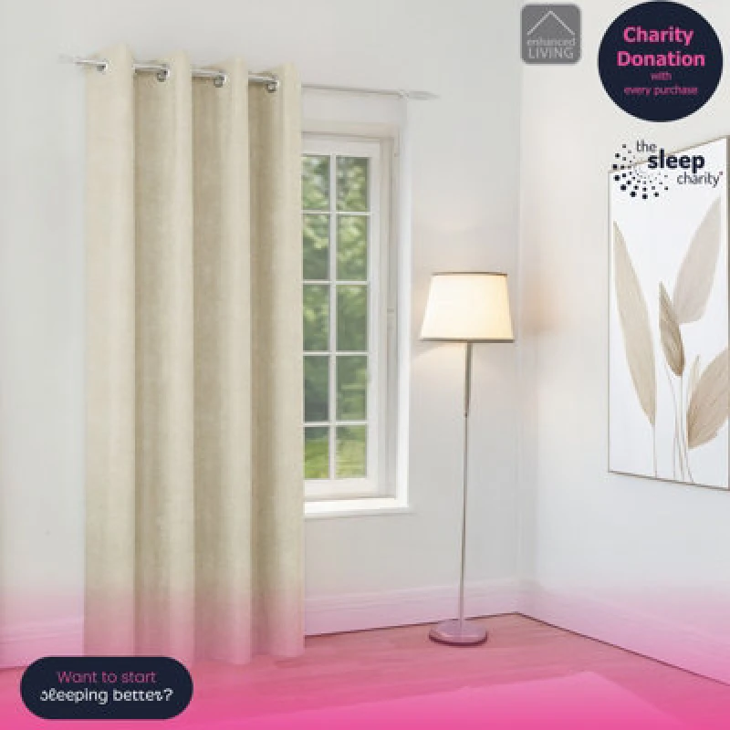 Image of Knightsbridge Thermal Chenille Blackout Ready Made Eyelet Door Curtain 66 x 84 Cream
