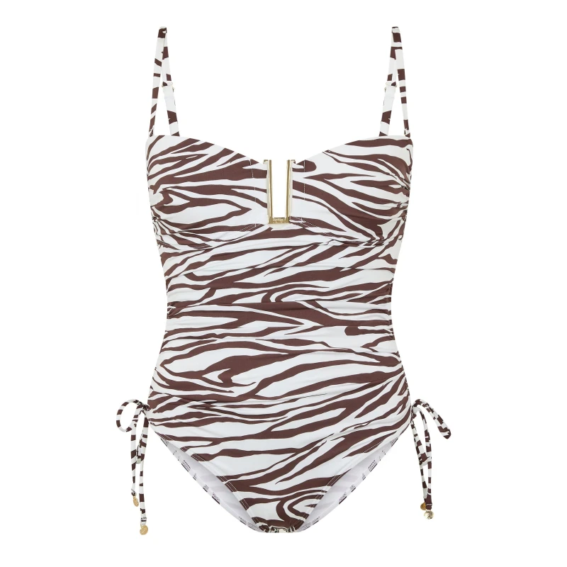 Image of Biba Womens Bandeau Swimsuit Zebra Print female 8 (XS)