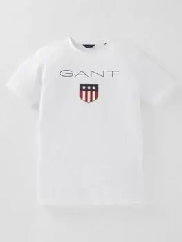 Image of Gant Boys Shield T-Shirt - White, Size 15 Years