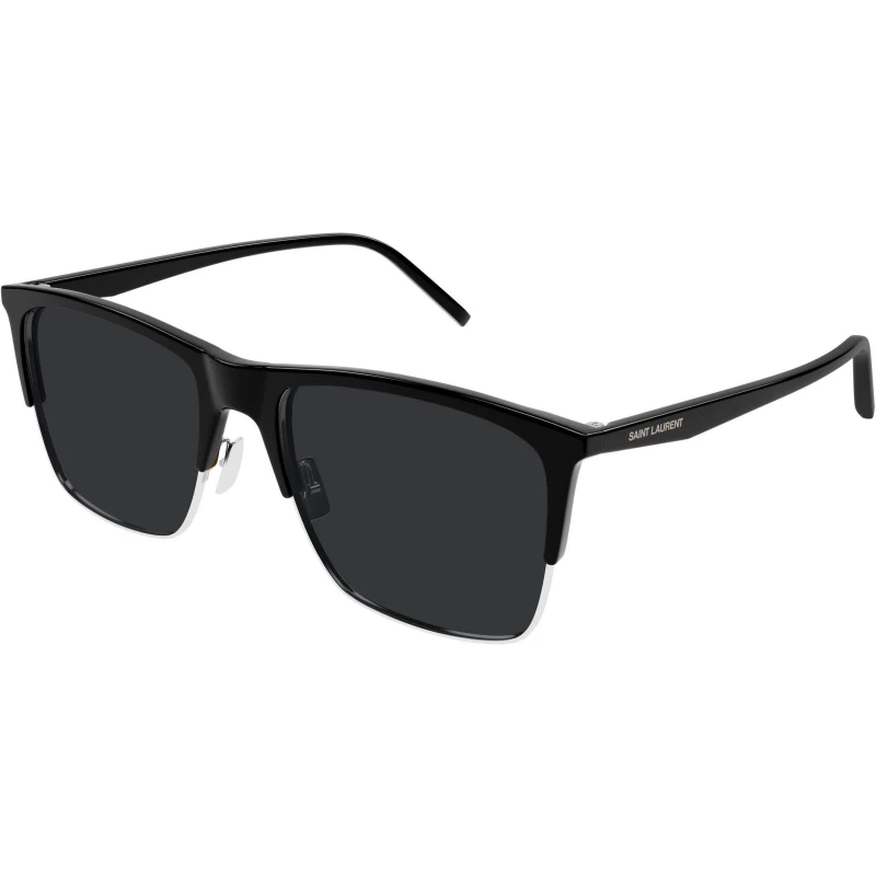 Image of Saint Laurent Semi-Rim Rectangle Sunglasses Black male One Size