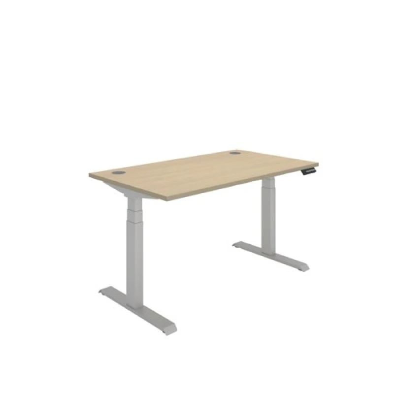 Image of Polaris Dual Motor Sit/Stand Desk 1400x800 Oak/Silver KF800117