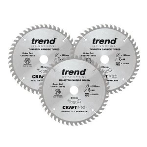 Image of Trend CraftPro Panel Trim Saw Blade 165 x 20mm x 48T (Pack 3)