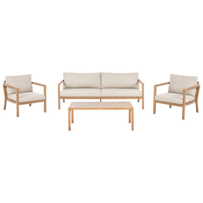 Image of Beliani Garden Lounge Set With Table 5 Seater Oneta Metal Light Brown