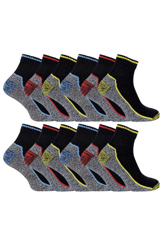 Image of Sock Snob Sock Snob Men 12 Pairs Short Bamboo Work Socks Size: 12-14 Multi 12-14 Male 5060910920497