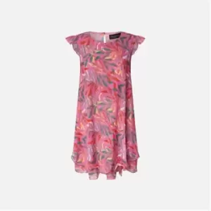 Image of James Lakeland Ruffle Sleeves Wave Hem dress - Pink