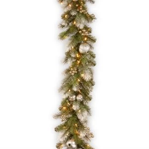 Image of National Tree Company Glittery Pomegranate Pine Garland - 9ft