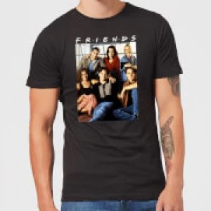 Image of Friends Vintage Character Shot Mens T-Shirt - Black