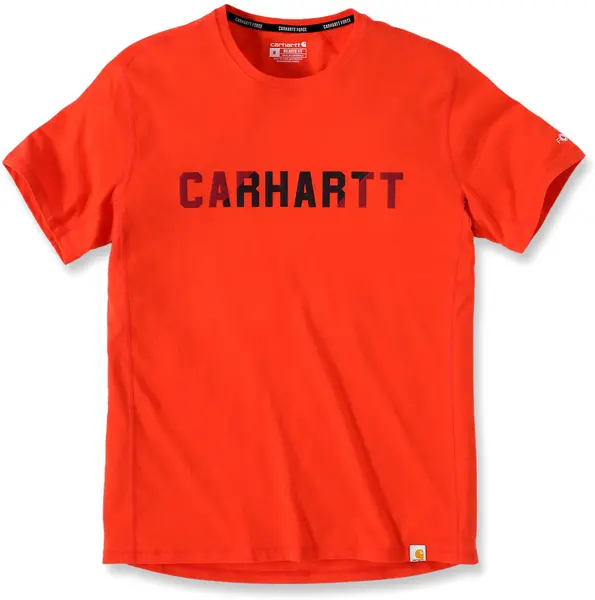 Image of Carhartt Force Flex Block Logo T-Shirt, red, Size S
