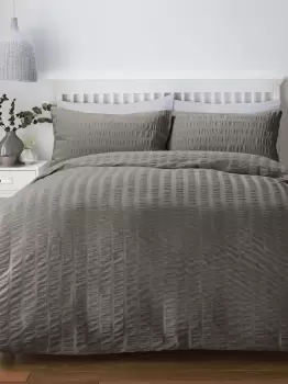 Image of Seersucker' Textured Cotton Blend Duvet Cover Set